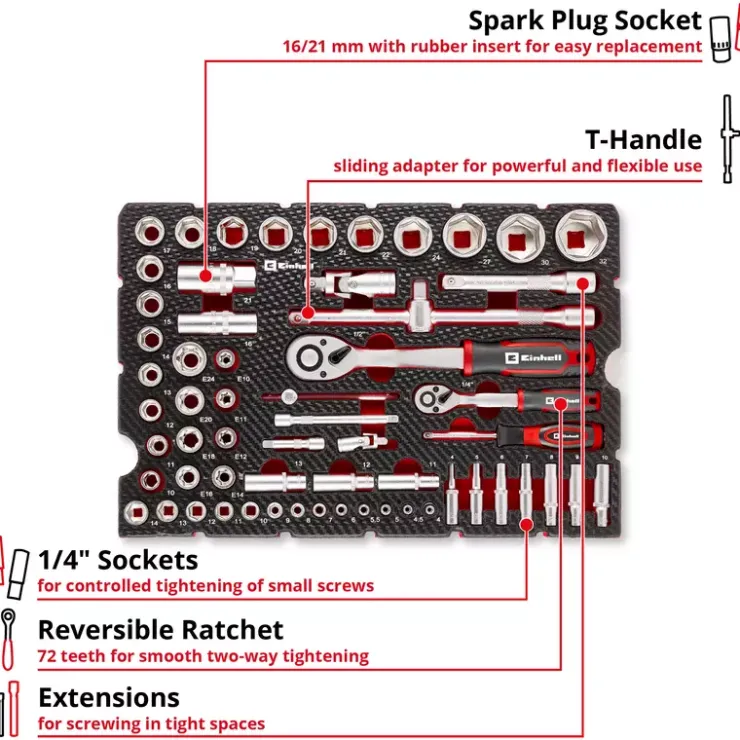 Sale E-Case 60-pc. Tool Pad Sockets and Ratchets Bags / Cases