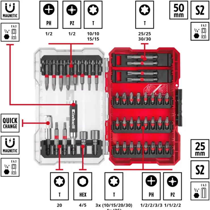 Sale M-CASE 42-pc. Bit and Magnetic Bit Holder Set Further Tools Accessories