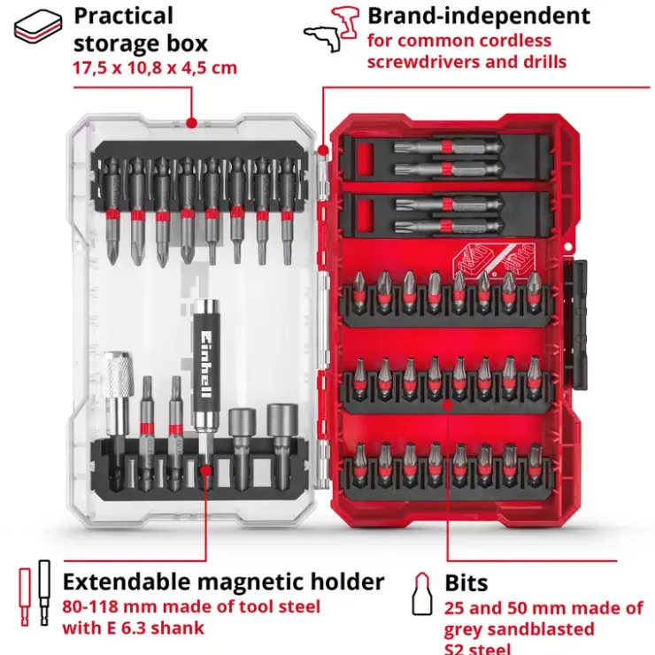 Sale M-CASE 42-pc. Bit and Magnetic Bit Holder Set Further Tools Accessories