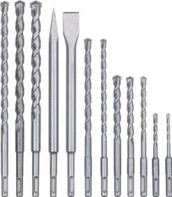 New 12-pc. Drill and Chisel Set, SDS-Plus Rotary Hammer Accessories