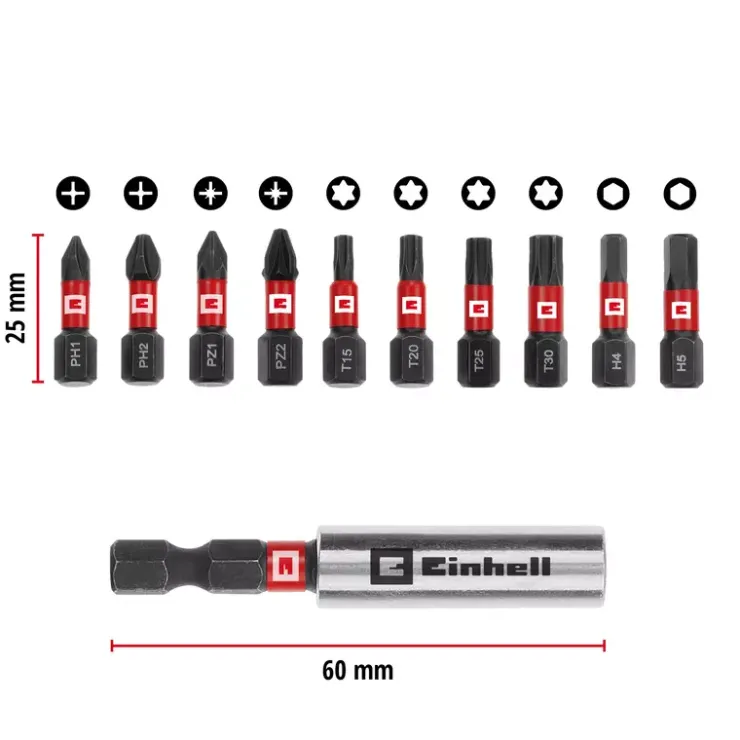 Hot 11-pc. Impact Bit Set, Pocket Set, 25 mm Further Tools Accessories