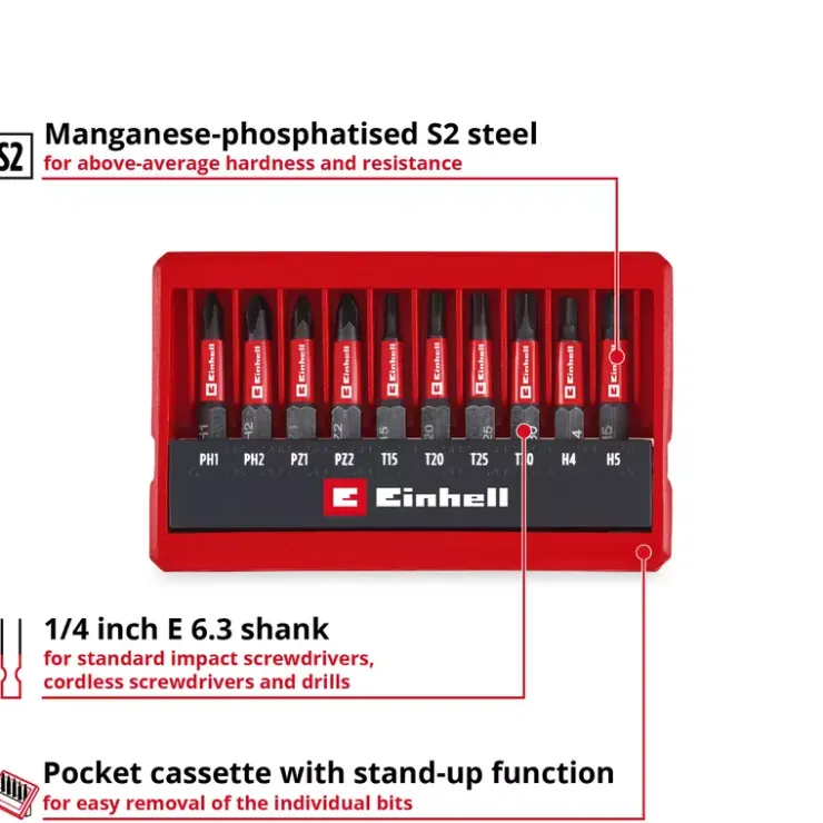 Outlet 10-pc. Impact Bit Set, Pocket Set, 50 mm Further Tools Accessories