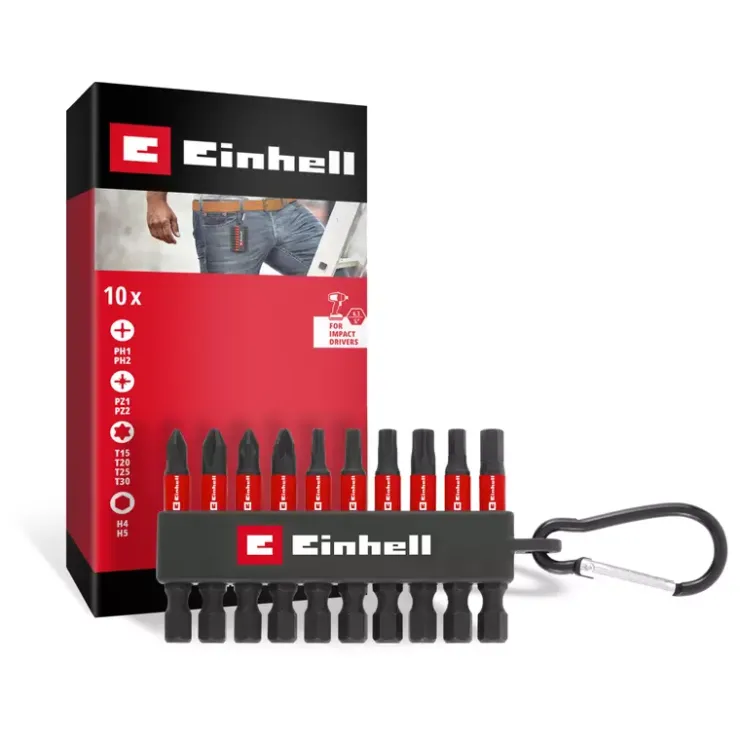 Online 10-pc. Impact Bit Set with Carabiner, Pocket Set, 50 mm Further Tools Accessories