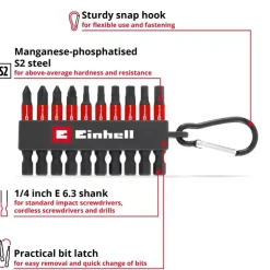 Online 10-pc. Impact Bit Set with Carabiner, Pocket Set, 50 mm Further Tools Accessories