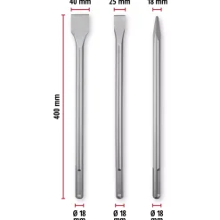 Hot 3-pc. SDS-Max Chisel Set, 400 mm Rotary Hammer Accessories