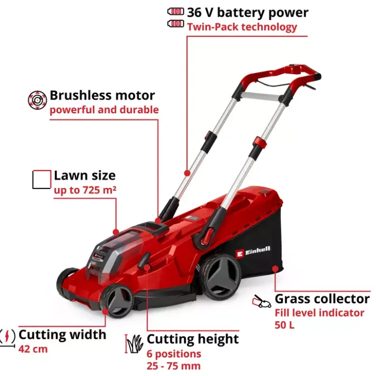 New RASARRO 36/42 (2x5,2Ah) Cordless Lawn Mowers