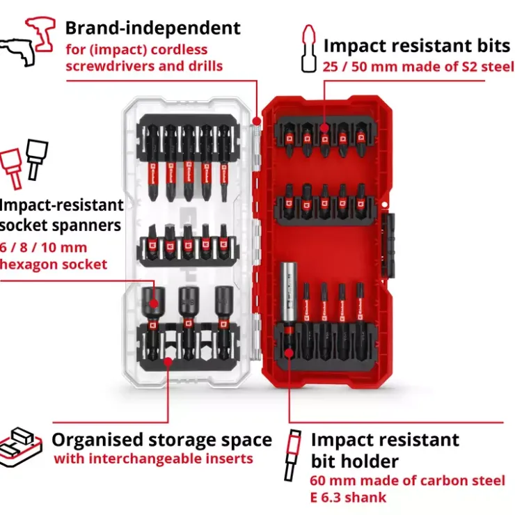 S-CASE 28-pc. Impact Bit Set Drill / Screwdriver Accessories|Further Tools Accessories