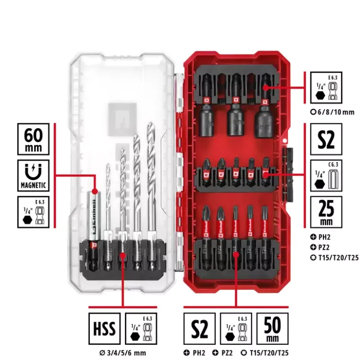 Best S-CASE 18-pc. Impact Bit Set with Metal Drill Bits Drill / Screwdriver Accessories