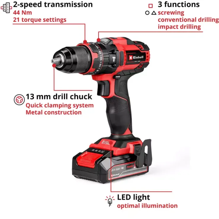 Outlet TE-CD 18/44 Li-i (1x2,5Ah) Cordless Screwdrivers