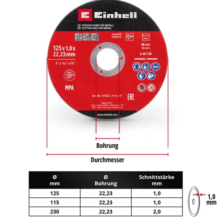 Best Thin Cutting Discs, Ø 125 x 1 mm, 5 pcs. Cutting Machine Accessories