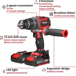 Outlet TP-CD 18/70 Li-i BL (2x2,0Ah) Cordless Screwdrivers