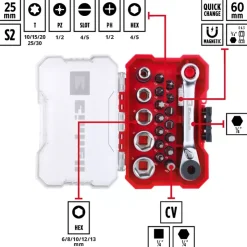 Hot XS-CASE 21-pc. Bit Set with Ratchet Further Tools Accessories