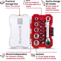 Hot XS-CASE 21-pc. Bit Set with Ratchet Further Tools Accessories