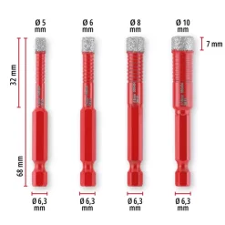 Best XS-CASE 4-pc. Tile Drill Bit Set Angle Grinder / Polisher Accessories